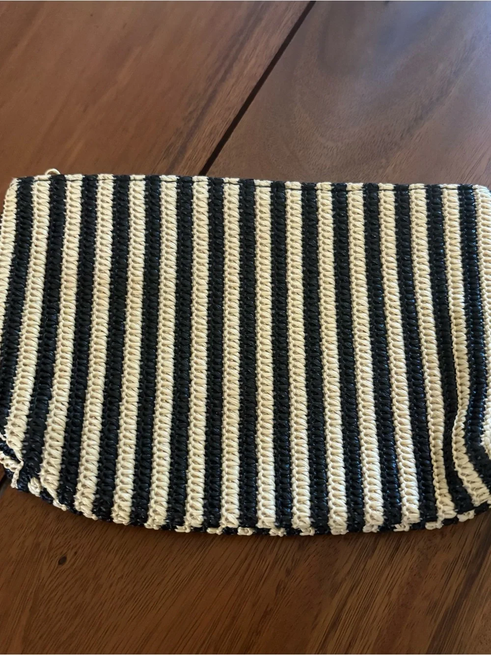 Madewell Black and Cream Striped Woven Clutch - Picture 1 of 3